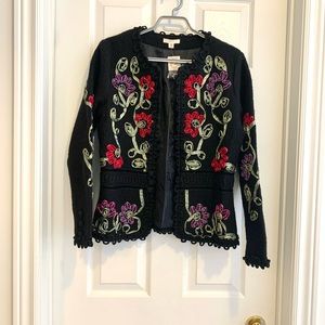 CARSON Black wool embellished jacket